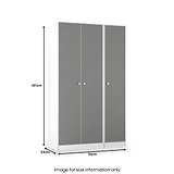 Bennet-Tall-Triple-Plain-Wardrobe-Grey-&-White from Roseland Furniture