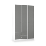 Bennet-Tall-Triple-2-Drawer-Wardrobe-Grey-&-White from Roseland Furniture