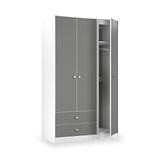 Bennet-Tall-Triple-2-Drawer-Wardrobe-Grey-&-White from Roseland Furniture
