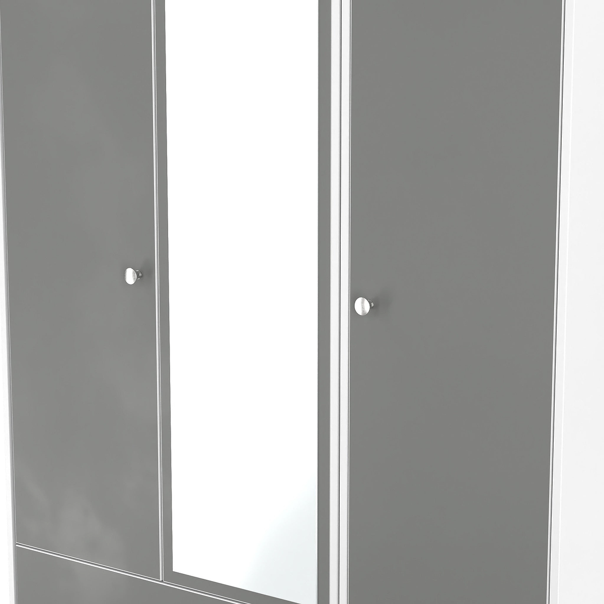 Bennet-Tall-Triple-2-Drawer-Mirrored-Wardrobe-Grey-&-White from Roseland Furniture