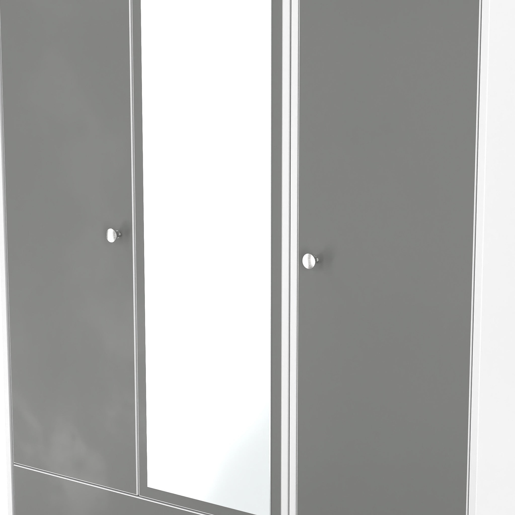 Bennet-Tall-Triple-2-Drawer-Mirrored-Wardrobe-Grey-&-White from Roseland Furniture