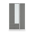 Bennet-Tall-Triple-2-Drawer-Mirrored-Wardrobe-Grey-&-White Front1 from Roseland Furniture