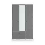Bennet-Tall-Triple-2-Drawer-Mirrored-Wardrobe-Grey-&-White Front1 from Roseland Furniture