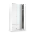 Bennet-Tall-Triple-2-Drawer-Mirrored-Wardrobe-White from Roseland Furniture