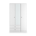 Bennet-Tall-Triple-2-Drawer-Mirrored-Wardrobe-White from Roseland Furniture