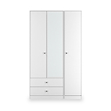 Bennet-Tall-Triple-2-Drawer-Mirrored-Wardrobe-White from Roseland Furniture