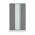 Bennet-Tall-Triple-Mirrored-Wardrobe-Grey-&-White Front1 from Roseland Furniture
