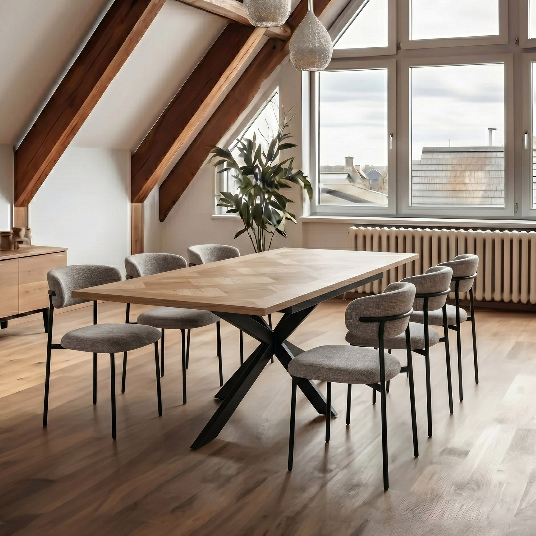 Sofie-160cm-Extending-Parquet-Design-Dining-Table from Roseland Furniture