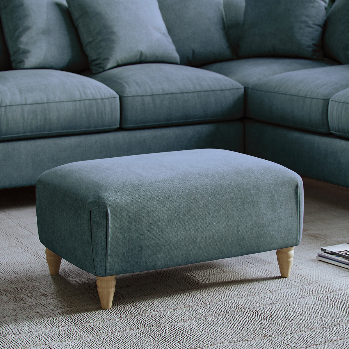 Pembroke Footstool Denim Life1 from Roseland Furniture