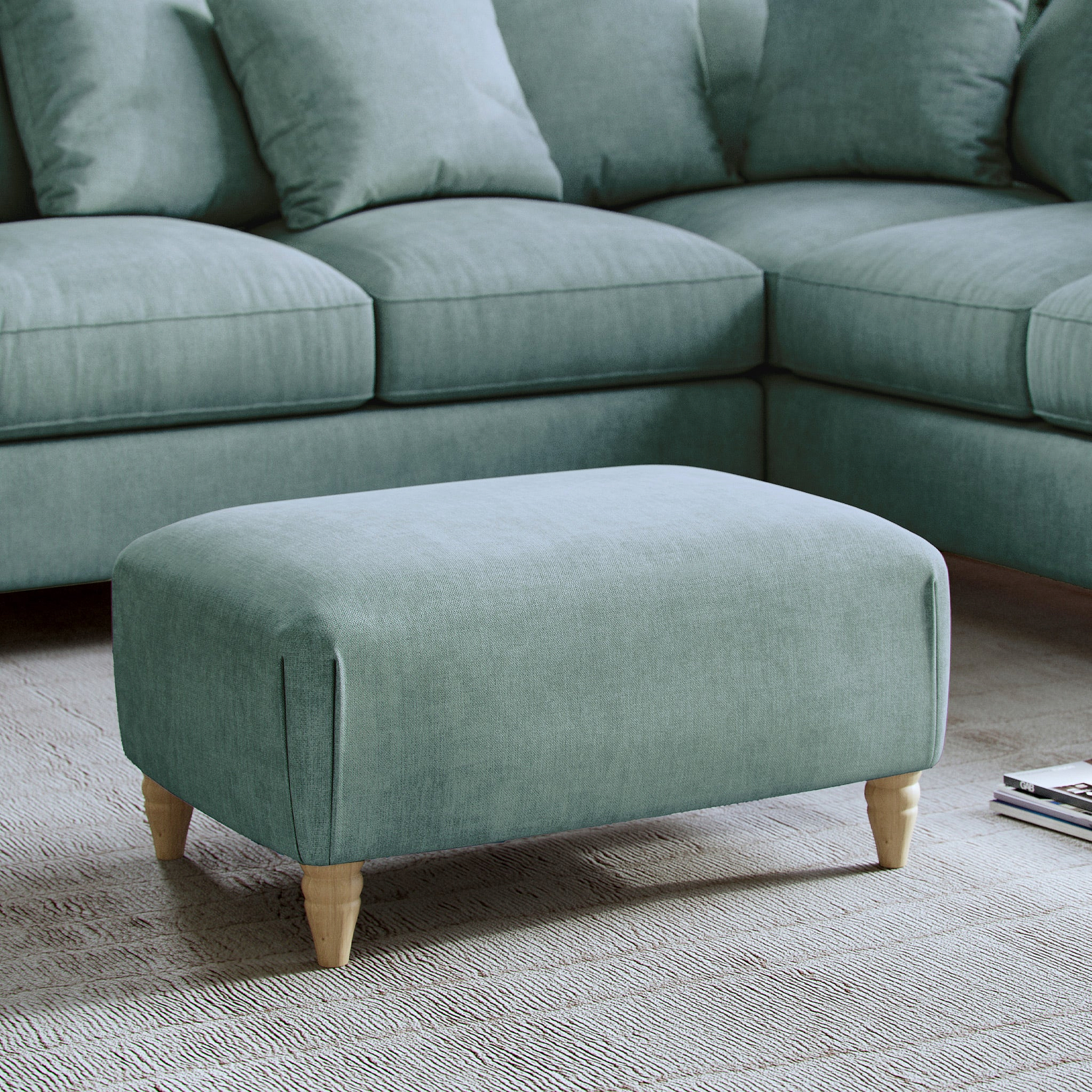 Pembroke Footstool Aqua Lifestyle1 from Roseland Furniture