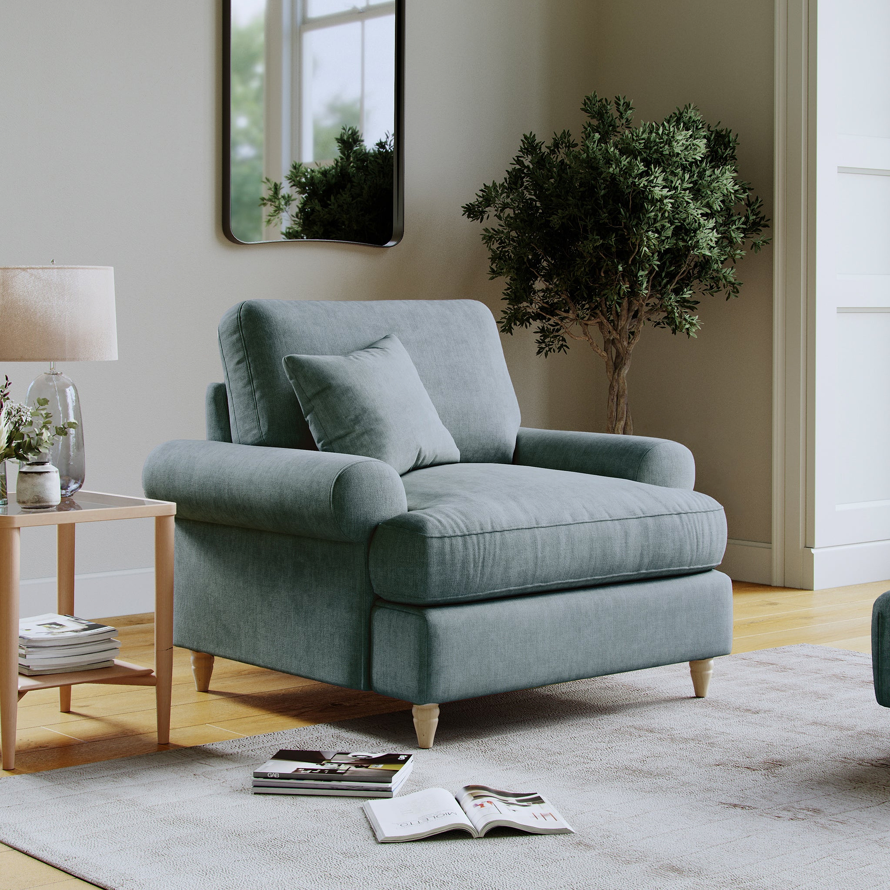 Pembroke Armchair Denim Life1 from Roseland Furniture