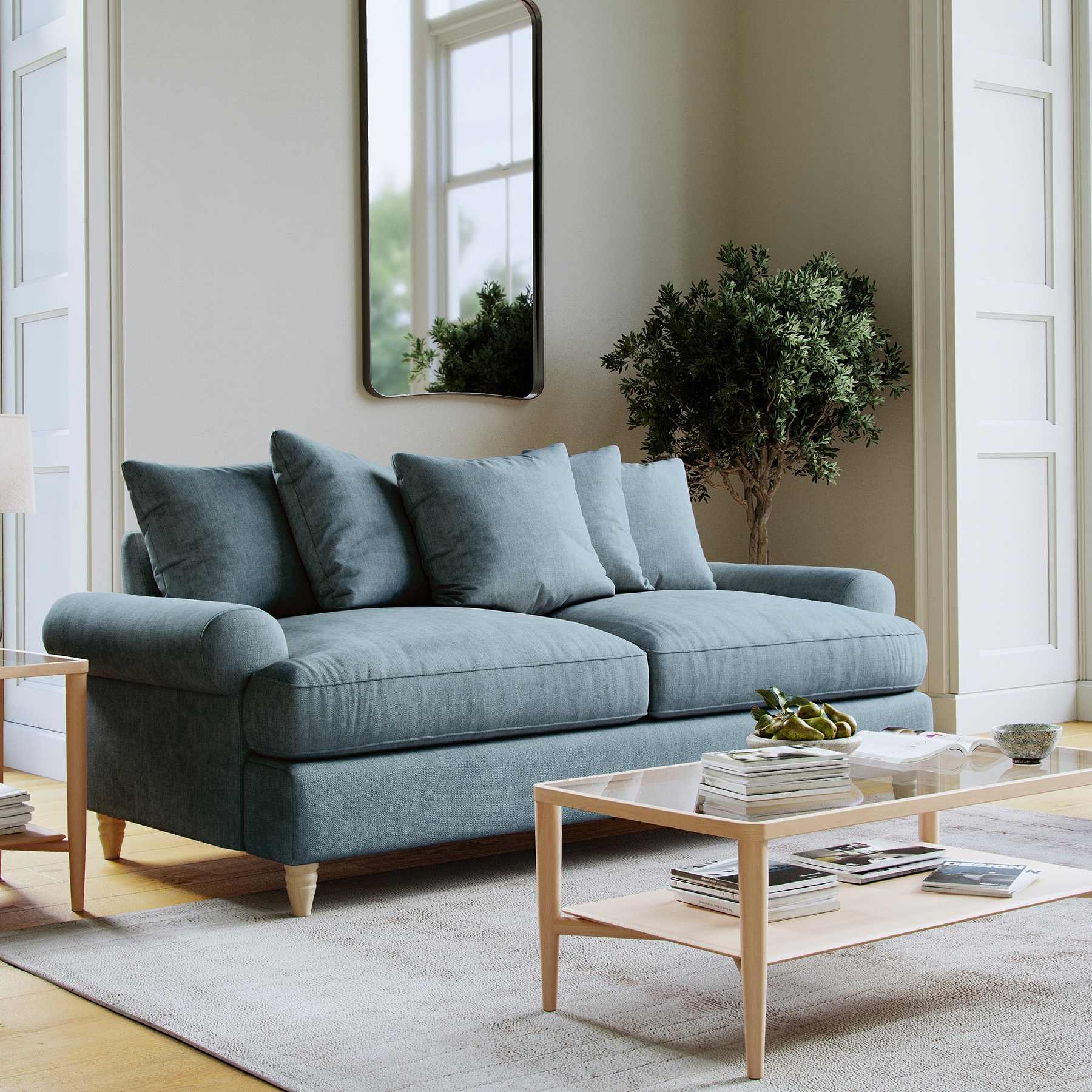 Pembroke 3 Seater Sofa Denim Life1 from Roseland Furniture