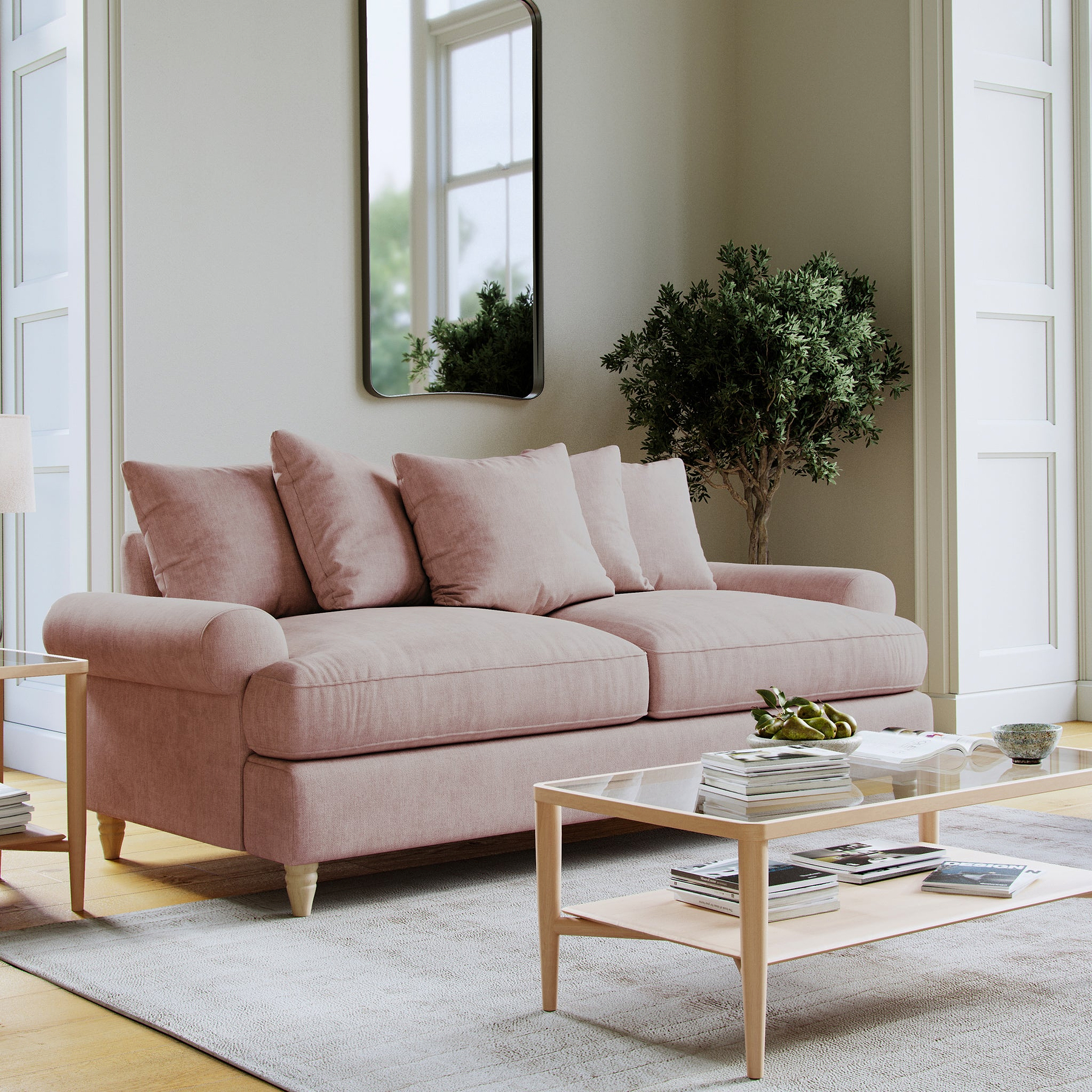 Pembroke 3 Seater Sofa Pink Life1 from Roseland Furniture