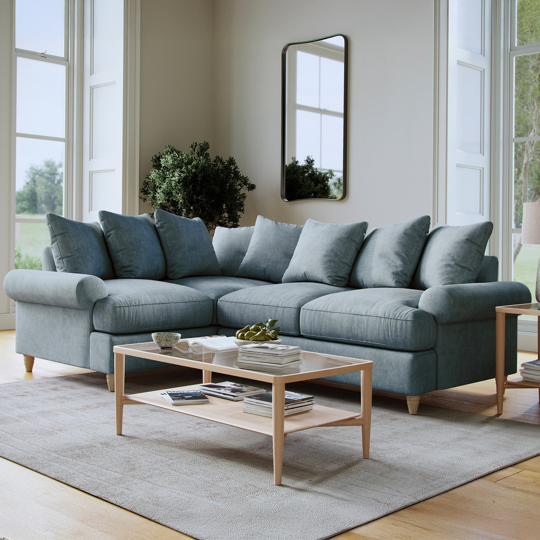 Pembroke LH Corner Sofa Denim Life1 from Roseland Furniture