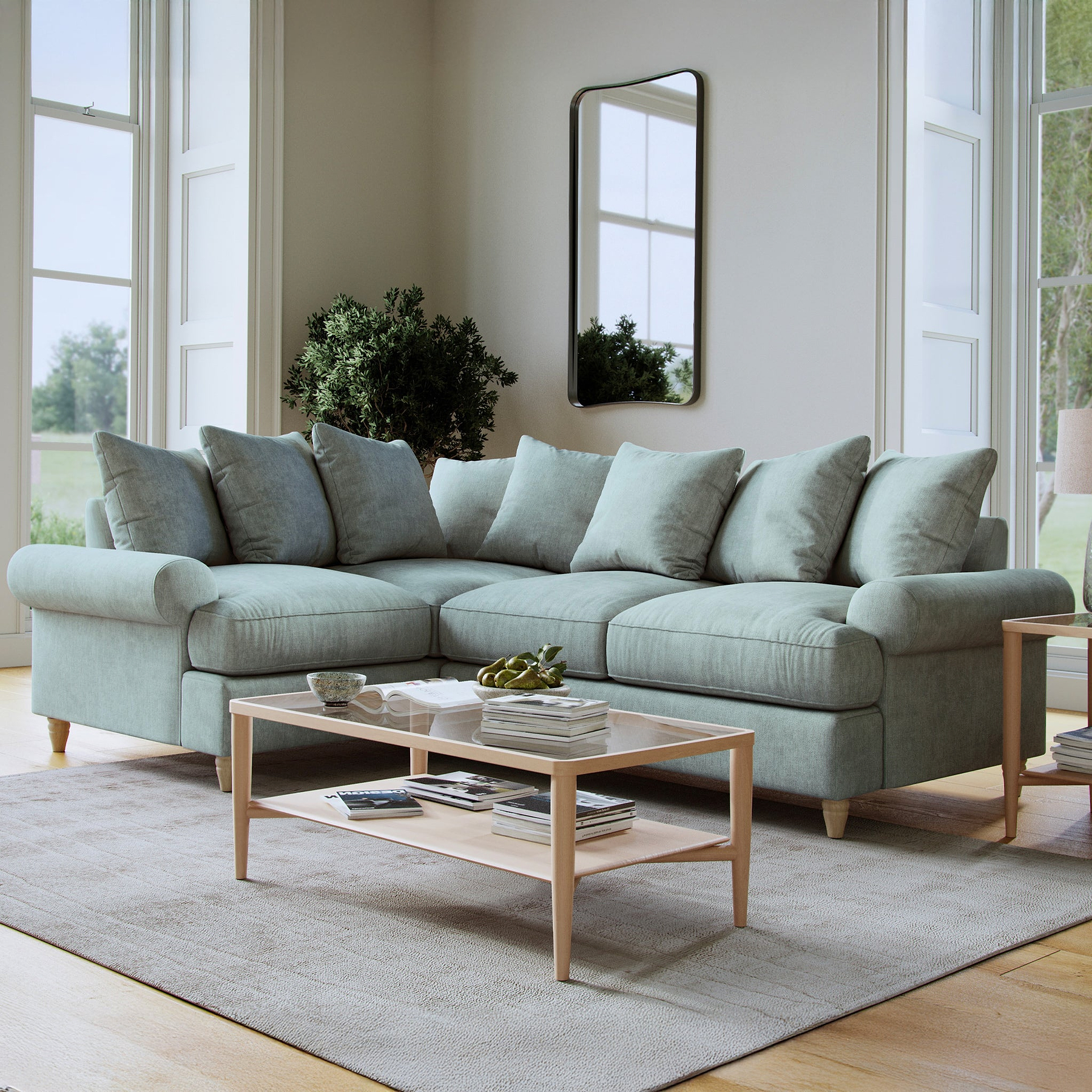 Pembroke LH Corner Sofa Aqua from Roseland Furniture