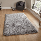 Hatton Light Grey Hand Tufted Shaggy Rug for bedroom