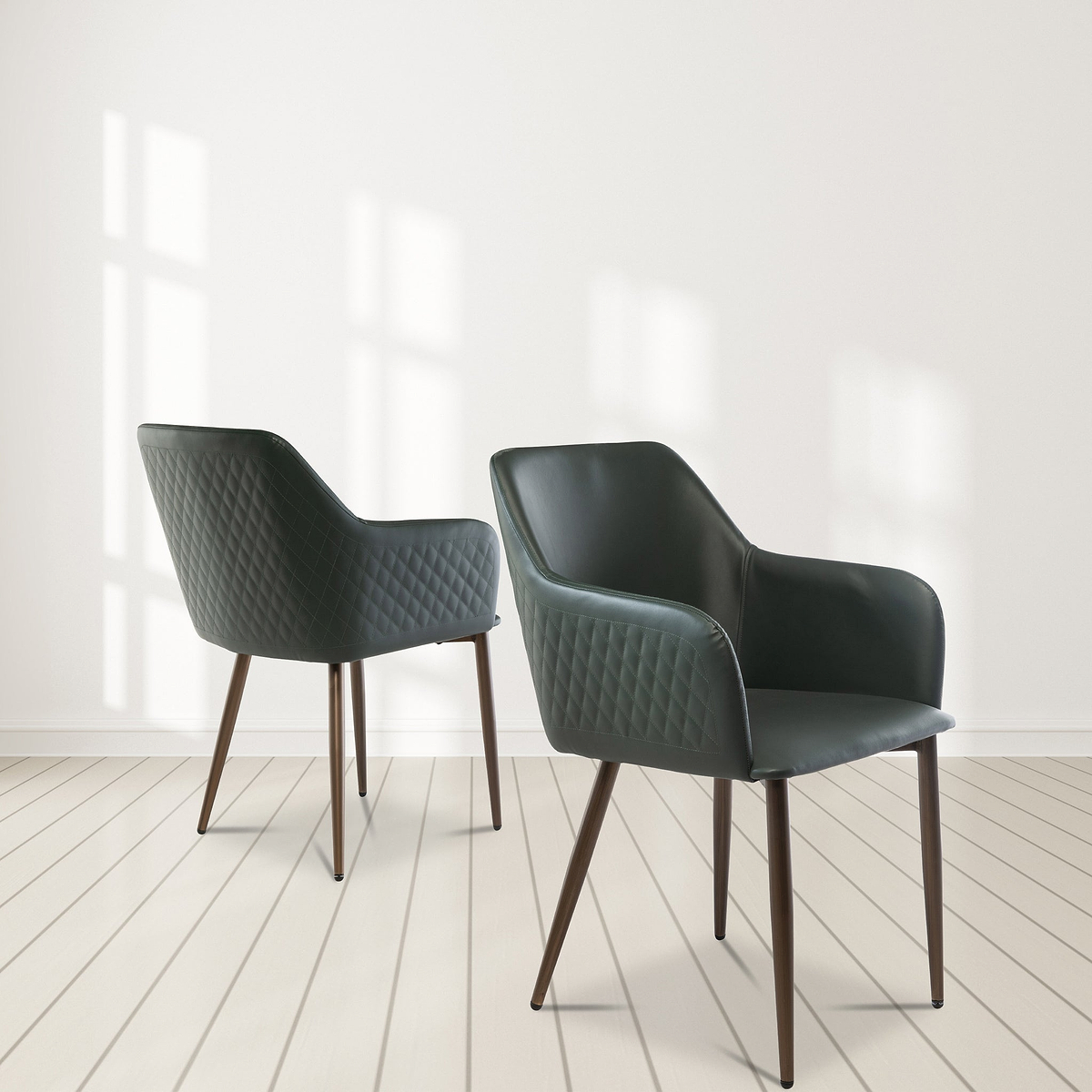 Viktor-Faux-Leather-Quilted-Dining-Armchair from Roseland Furniture