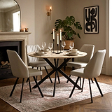 Barlo 120cm Travertine Effect Round Dining Table from Roseland Furniture