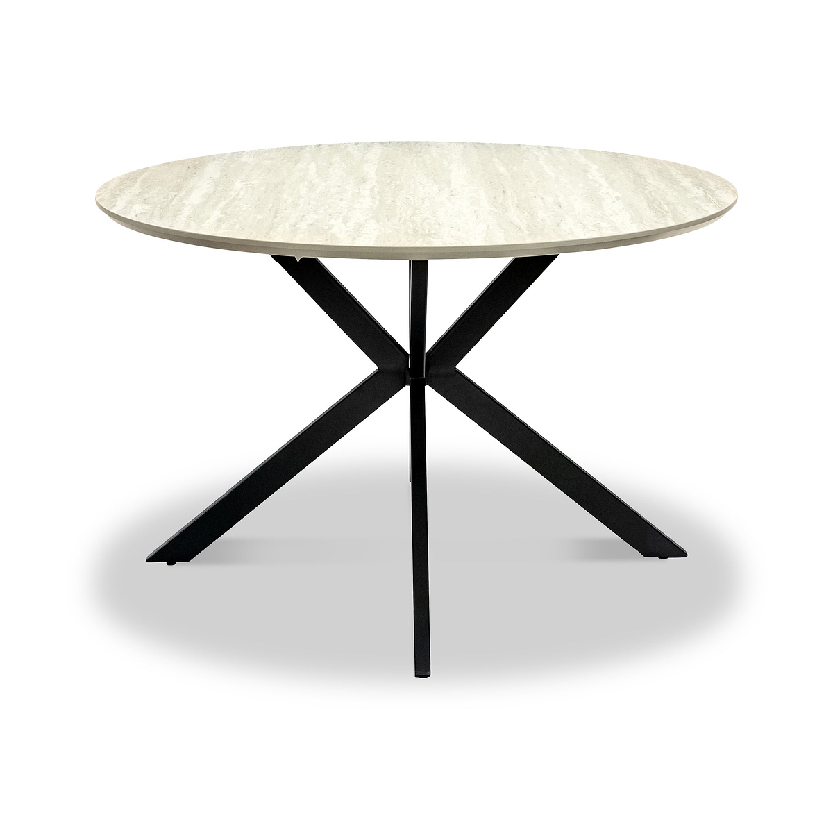 Barlo 120cm Travertine Effect Round Dining Table from Roseland Furniture