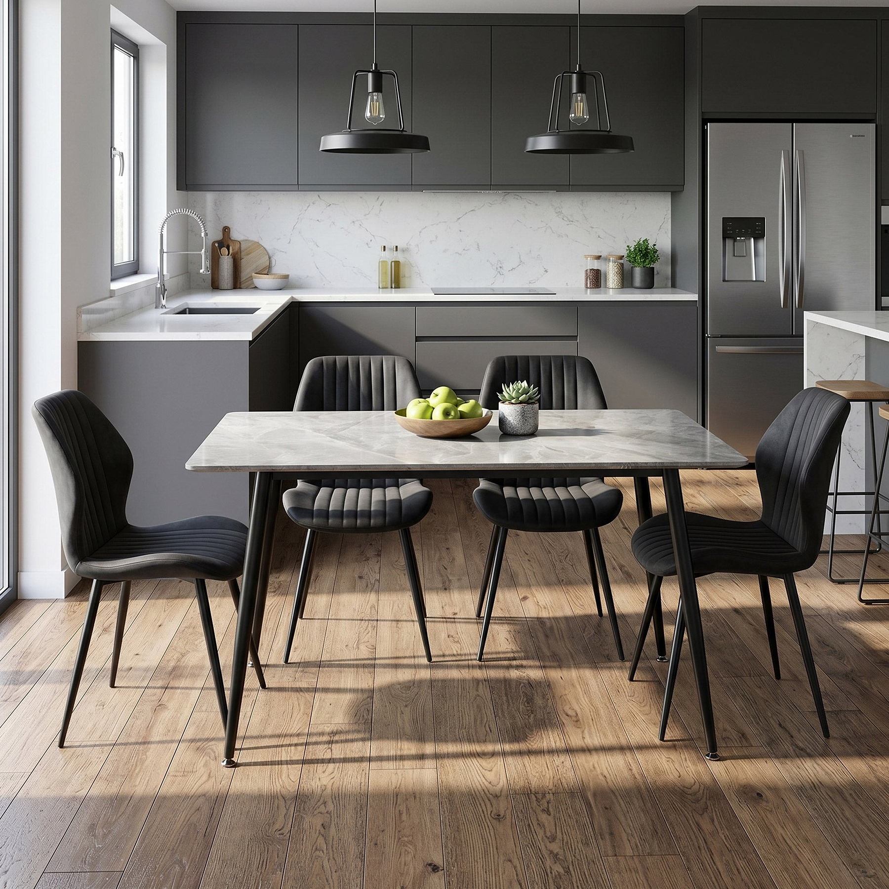 Kadison-sintered-stone-dining-table-white-160cm from Roseland Furniture