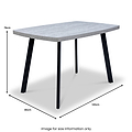Ciara 120cm Light Grey Dining Table dimensions