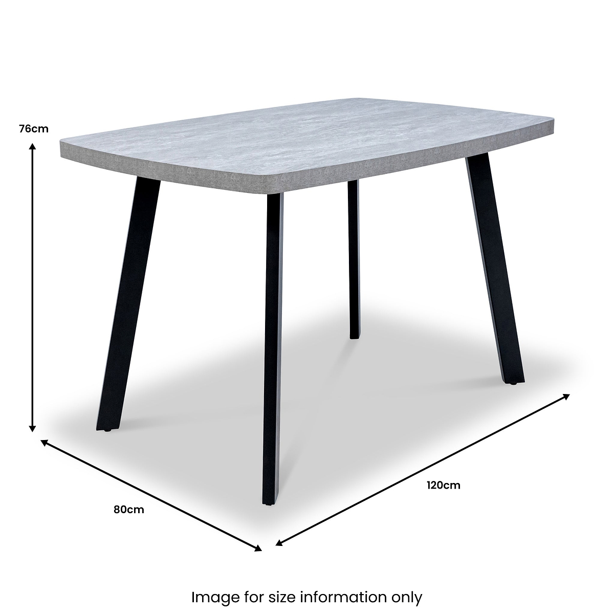 Ciara 120cm Light Grey Dining Table dimensions