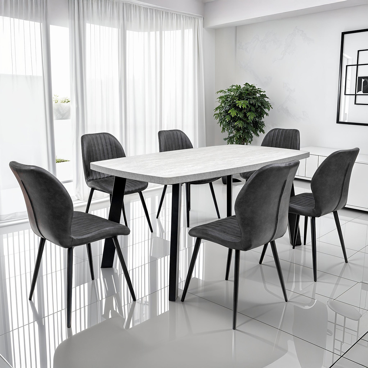 Ciara 160cm Dining Table Light Grey from Roseland Furniture