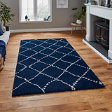 Webster Navy Blue Diamond Two Toned Rug for living room