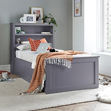 Emelia Wooden 3 Drawer and Shelving storage Bed Frame Grey from Roseland Furniture