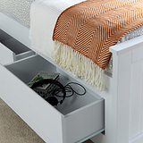 Emelia Wooden 3 Drawer and Shelving storage Bed Frame White from Roseland Furniture