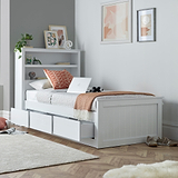 Emelia Wooden 3 Drawer and Shelving storage Bed Frame White from Roseland Furniture