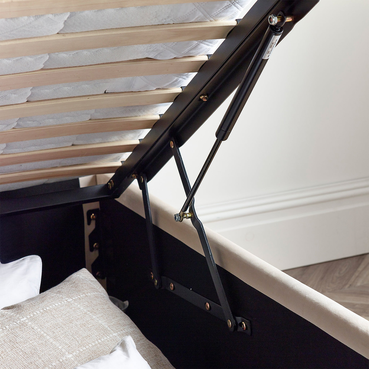 Salisbury Natural Ottoman Storage Bed Frame with lift up storage