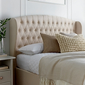Salisbury Natural Ottoman Storage Bed  with button tufted headboard