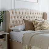 Salisbury Natural Ottoman Storage Bed  with button tufted headboard