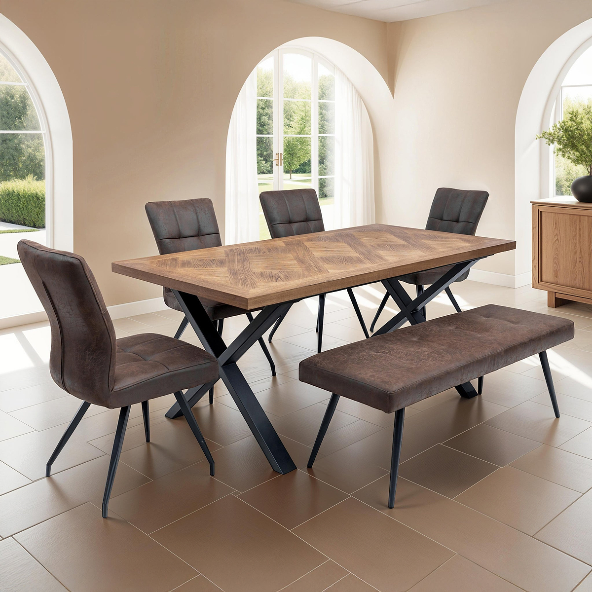 Sutton Faux Leather Dining Chair Group1 from Roseland Furniture