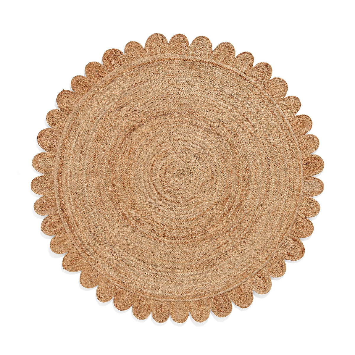 Chesney Round Jute Scalloped Edge Natural Rug from Roseland Furniture