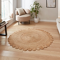 Chesney Round Jute Scalloped Edge Natural Rug from Roseland Furniture