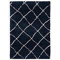 Durham Navy Blue Berber Diamond Shaggy Rug from Roseland Furniture