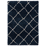 Durham Navy Blue Berber Diamond Shaggy Rug from Roseland Furniture