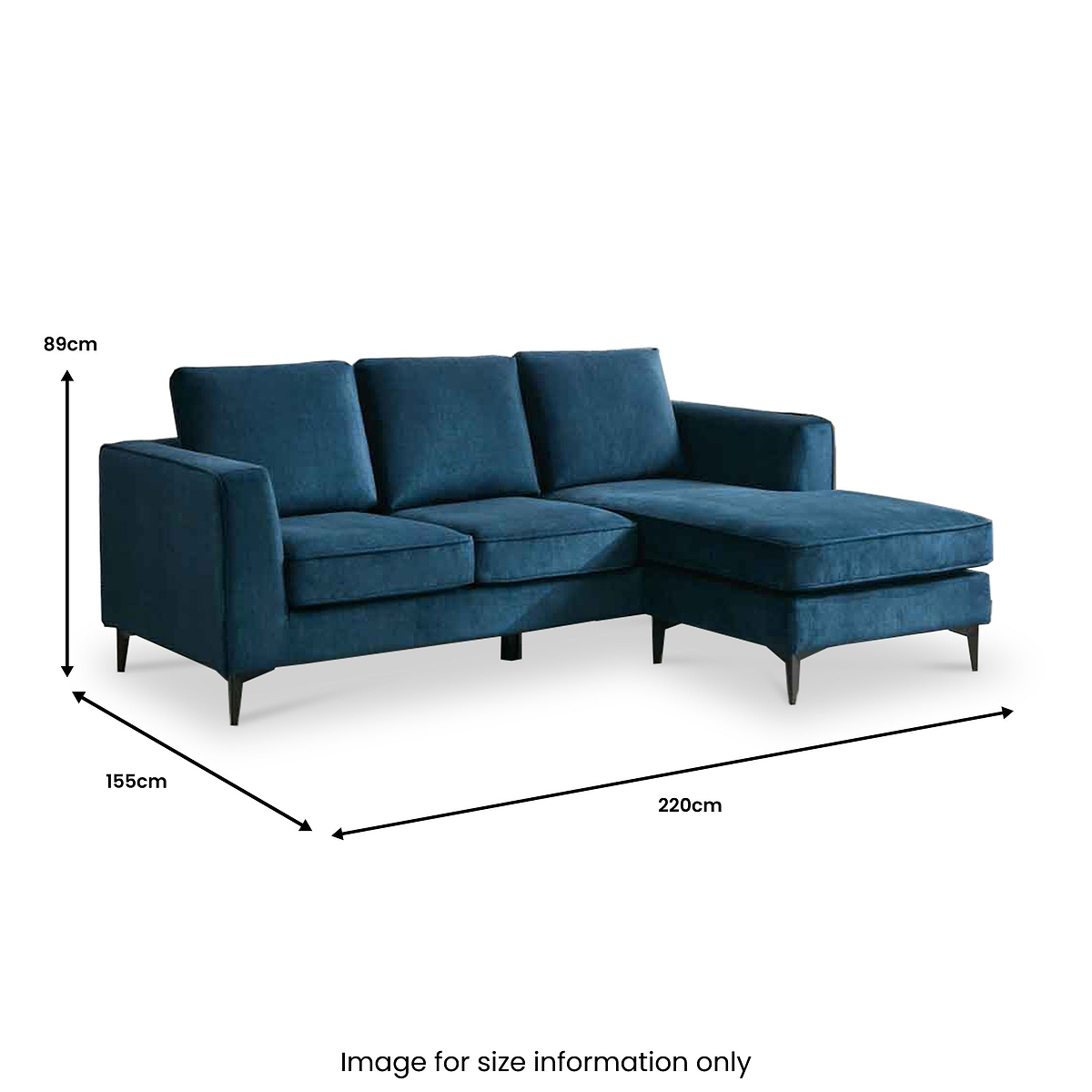 Larkin 3 Seater Chaise Sofa Ocean from Roseland Furniture
