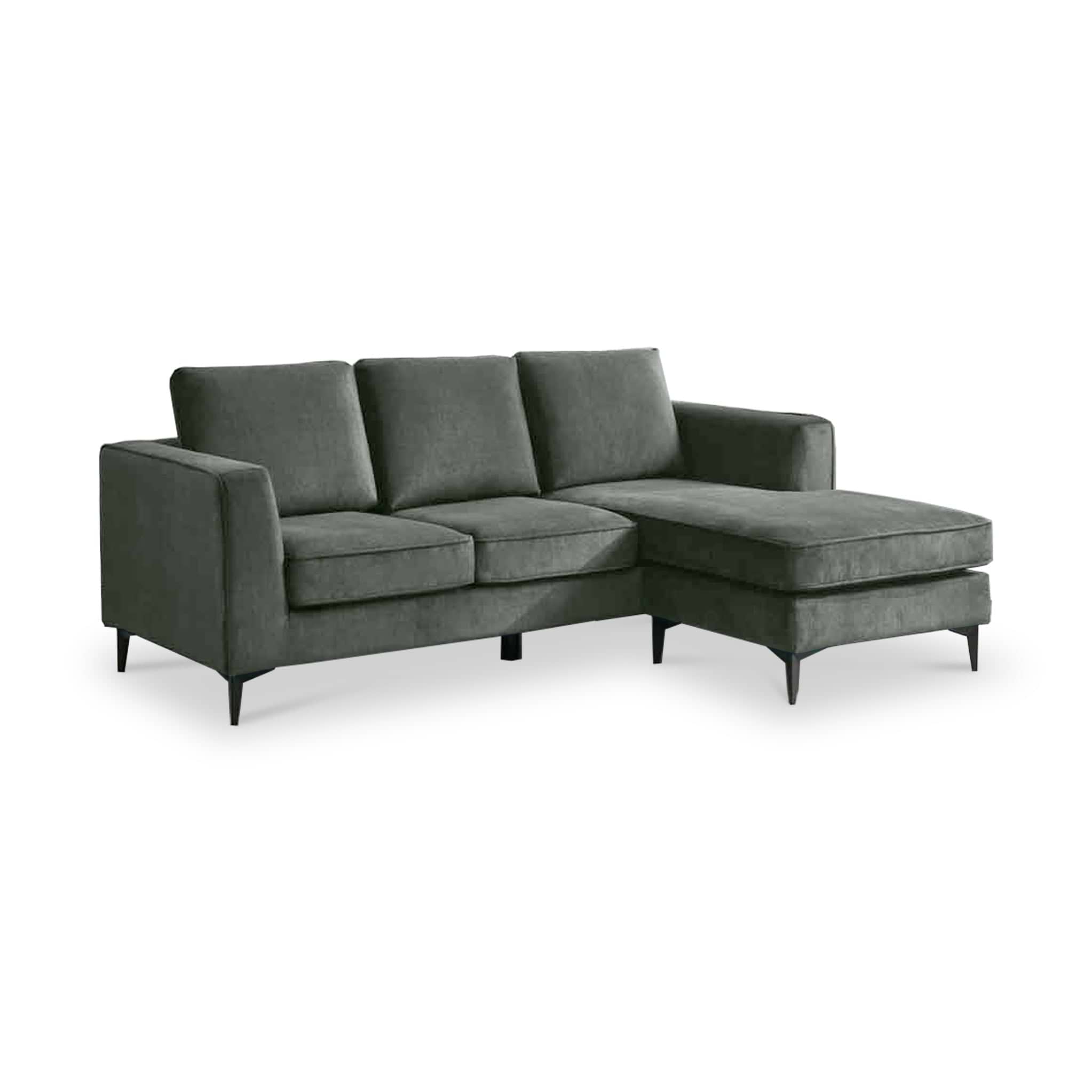 Larkin 3 Seater Chaise Sofa Moss from Roseland Furniture
