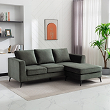 Larkin 3 Seater Chaise Sofa Moss from Roseland Furniture