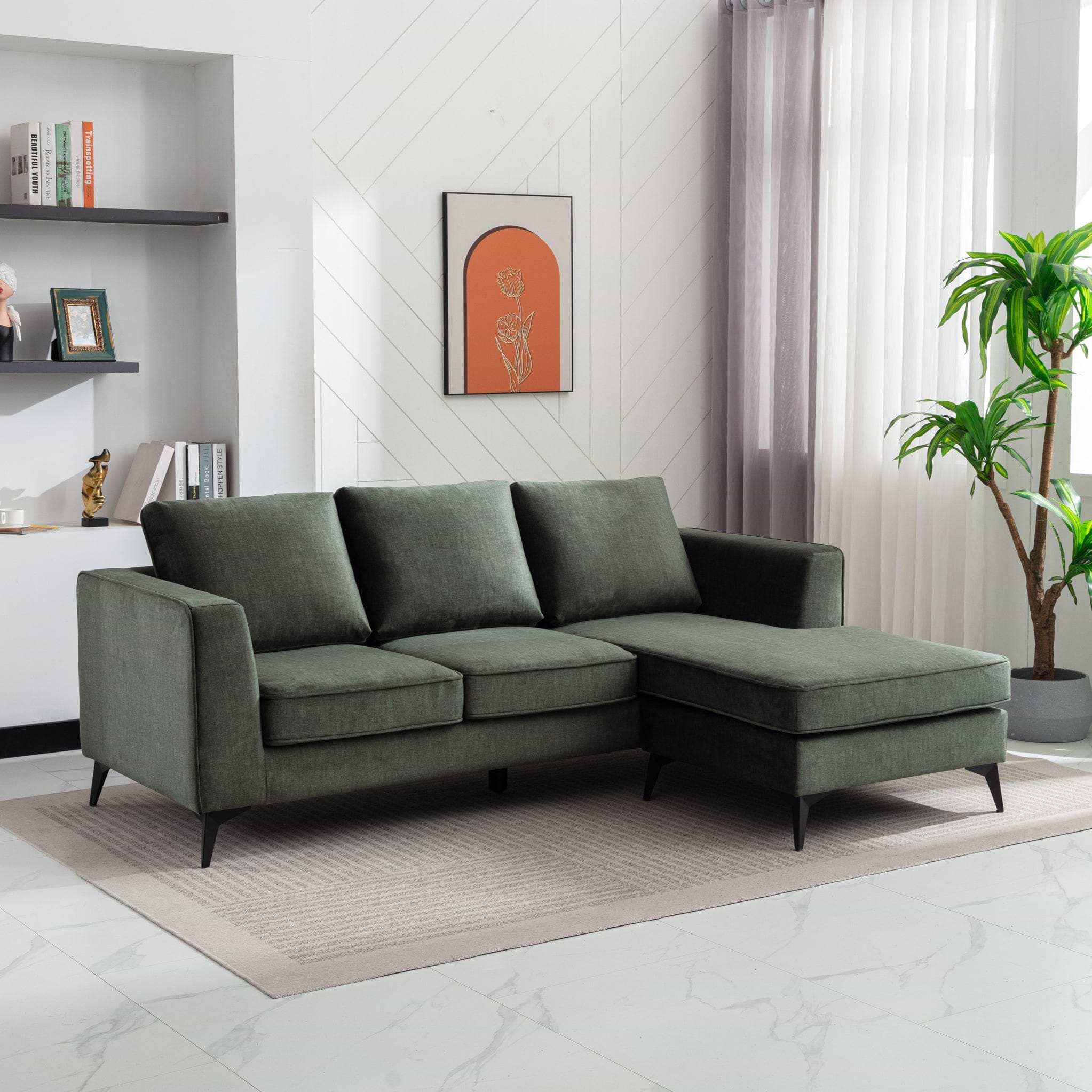 Larkin 3 Seater Chaise Sofa Moss from Roseland Furniture