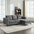 Larkin 3 Seater Chaise Sofa Graphite from Roseland Furniture