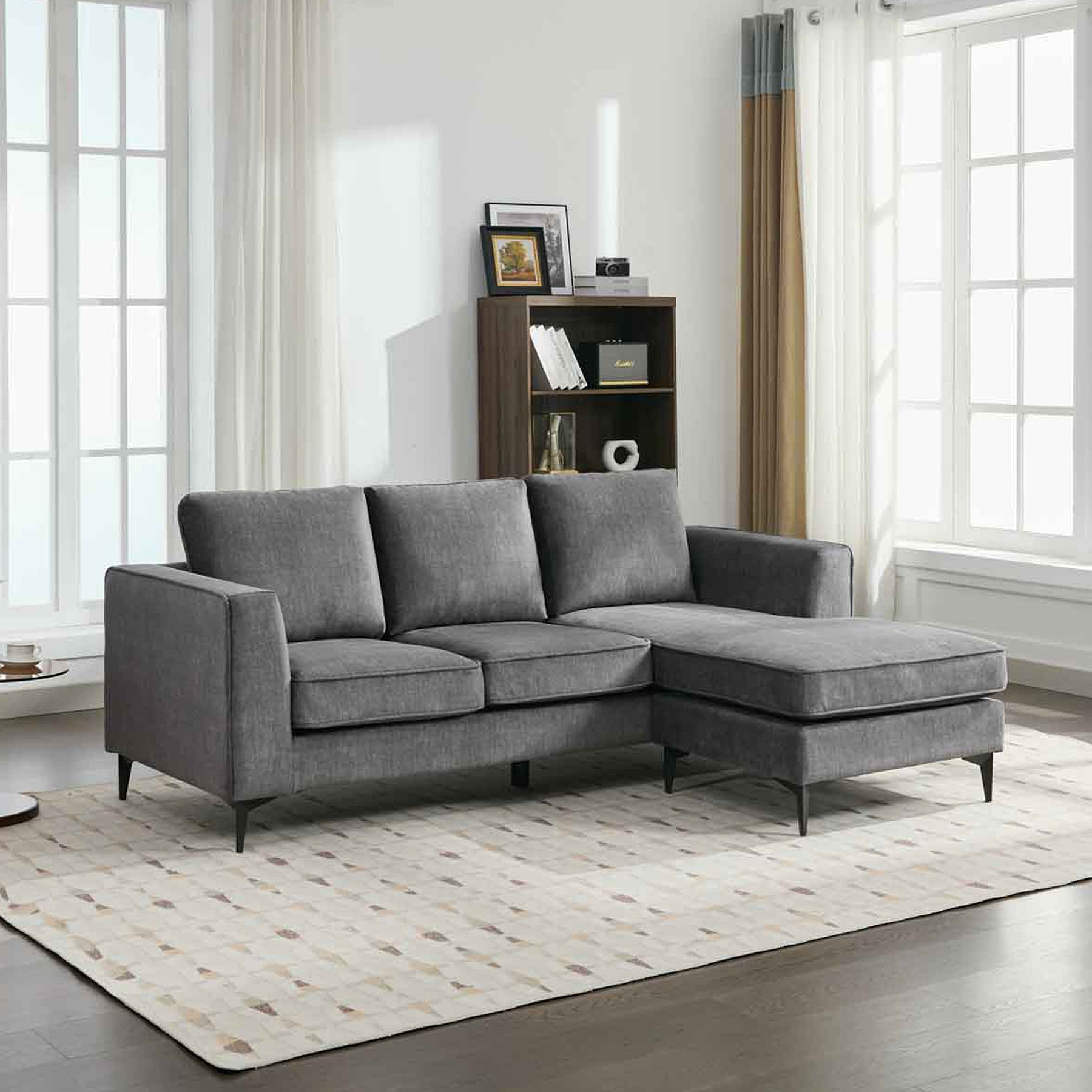 Larkin 3 Seater Chaise Sofa Graphite from Roseland Furniture