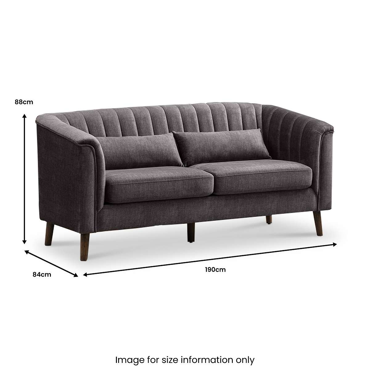 Lucille Velvet 3 Seater Sofa Graphite from Roseland Furniture
