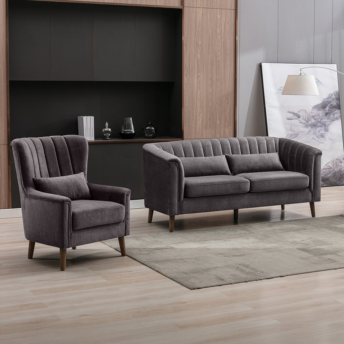 Lucille Velvet 3 Seater Sofa Graphite from Roseland Furniture