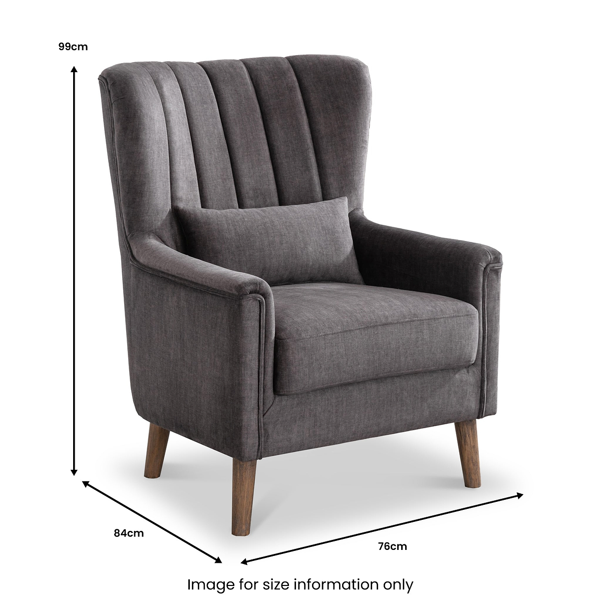 Lucille Velvet Armchair Dims from Roseland Furniture