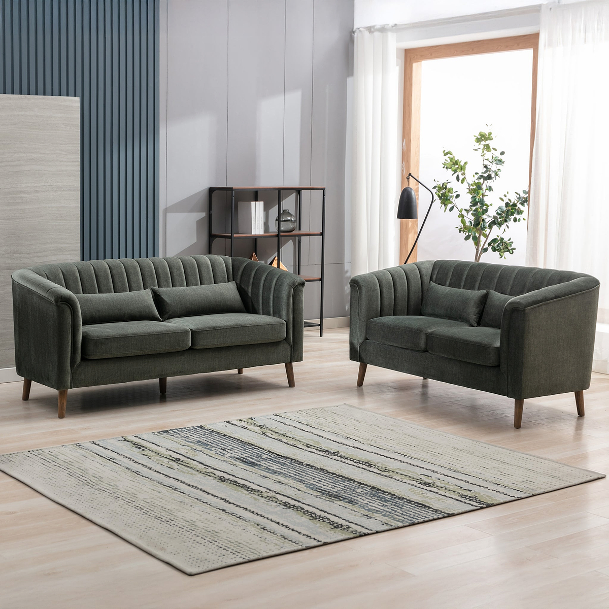 Lucille Velvet 3 Seater Sofa Moss from Roseland Furniture