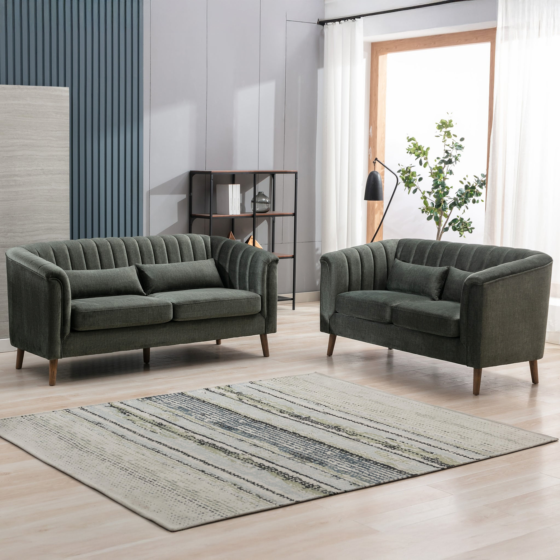 Lucille Velvet 2 Seater Sofa Moss from Roseland Furniture
